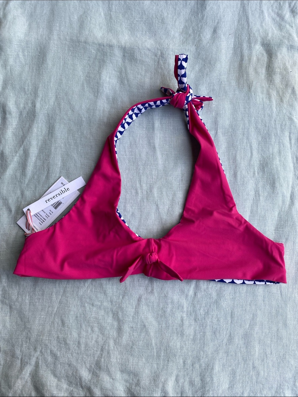 NWT Vineyard Vines pink blue whale reversible halter bikini top